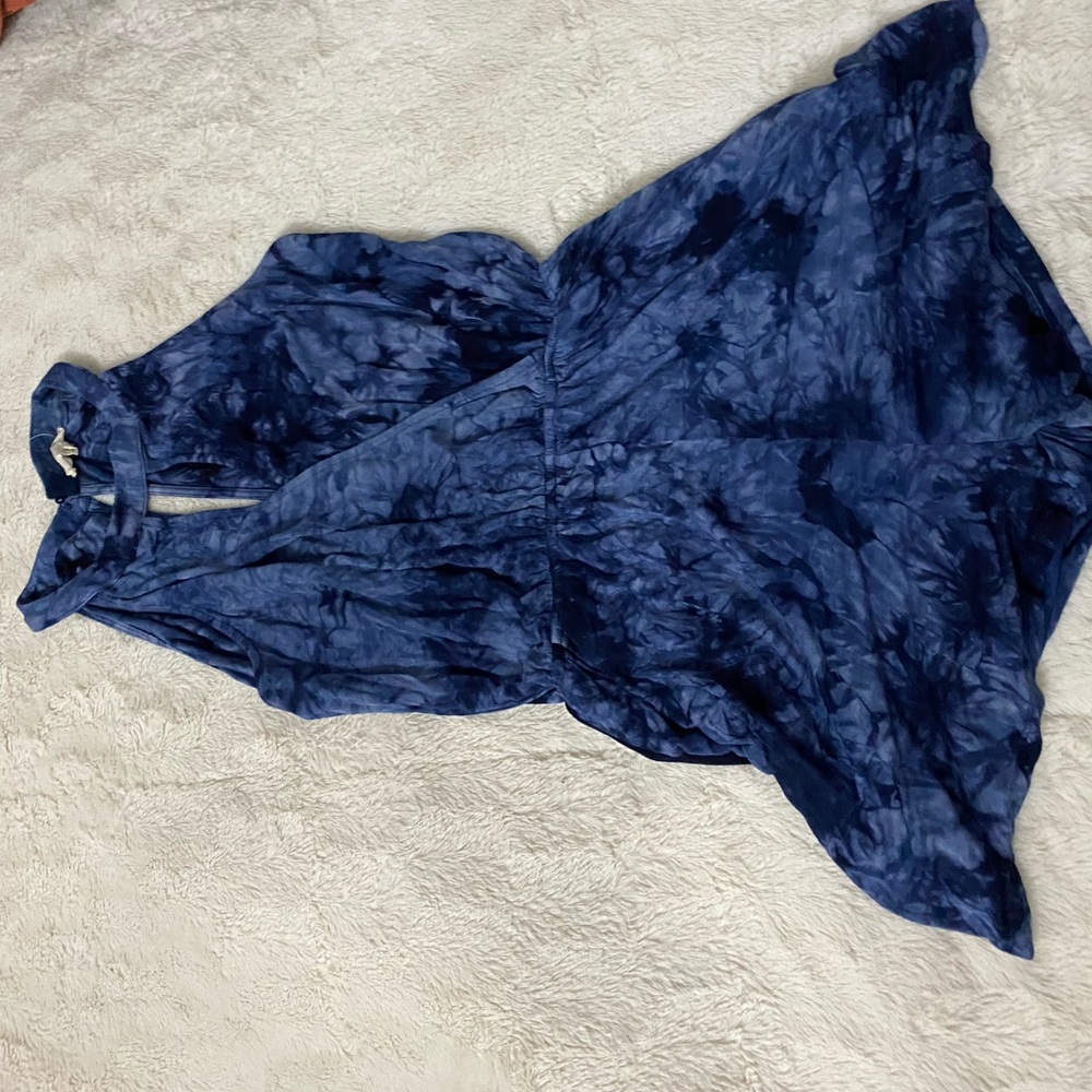 Large Onetheland Black and Blue Tie-die romper